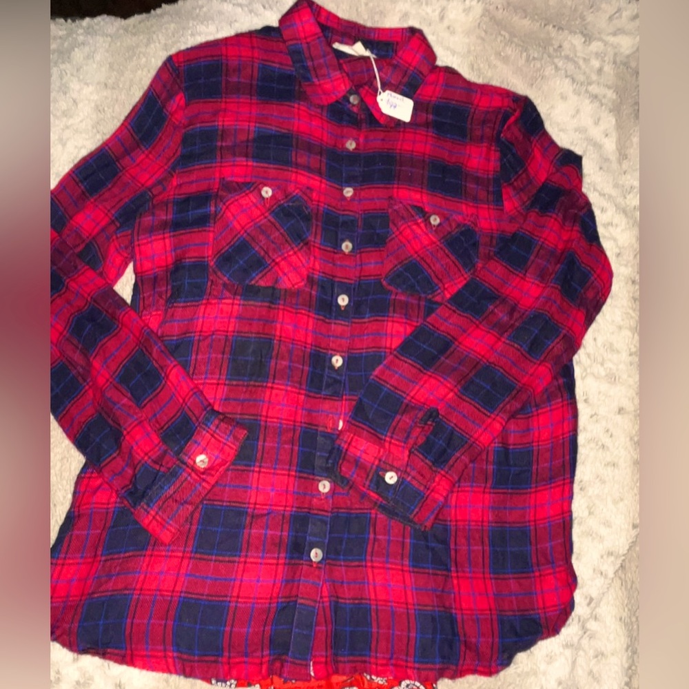 New Women’s Plaid & Paisley Print Botton Down Shirt❤️🔥